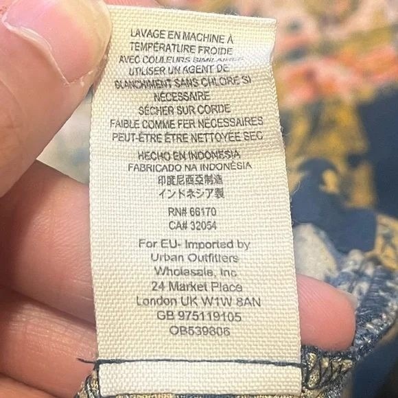 Free People Blue Gold Paisley Print Bell Sleeve Tunic Top Women's Small - Picture 8 of 8